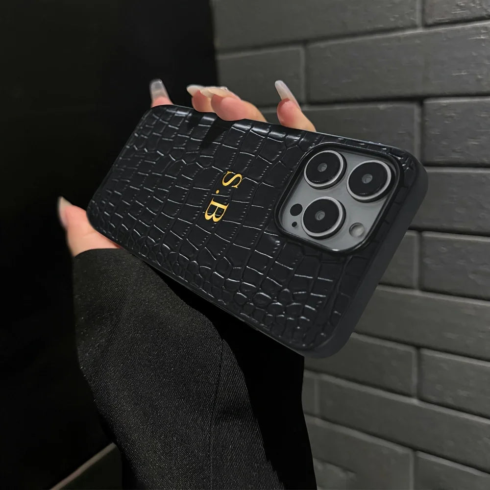 Personalised Crocodile Leather Phone Case - Vélanoworld