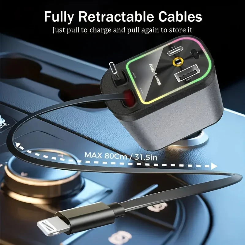 Retractable Travel USB Car Charger