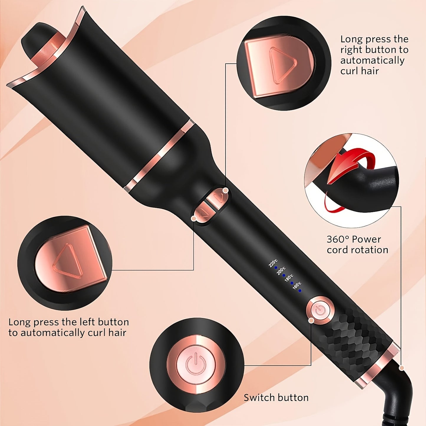 Automatic Ceramic Rotating Hair Curler – Professional Fast-Heating Air Spin Curling Wand