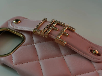 Custom Name Leather Phone Case with Lanyard Strap - Vélanoworld