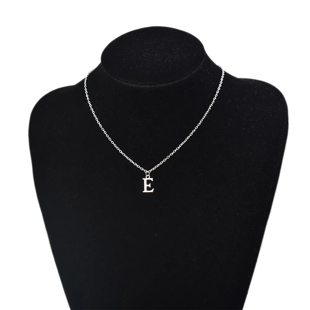 Silver Colour A-Z Alphabet Letter Pendants Necklace for Women