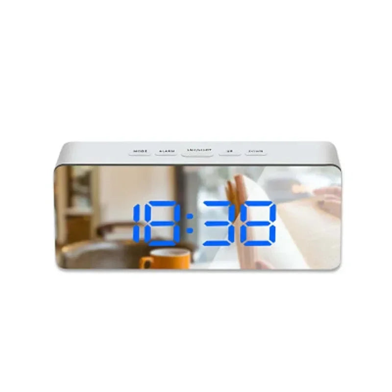 Digital LED Alarm Clock with Mirror Display, Temperature Sensor & Night Mode - Vélanoworld