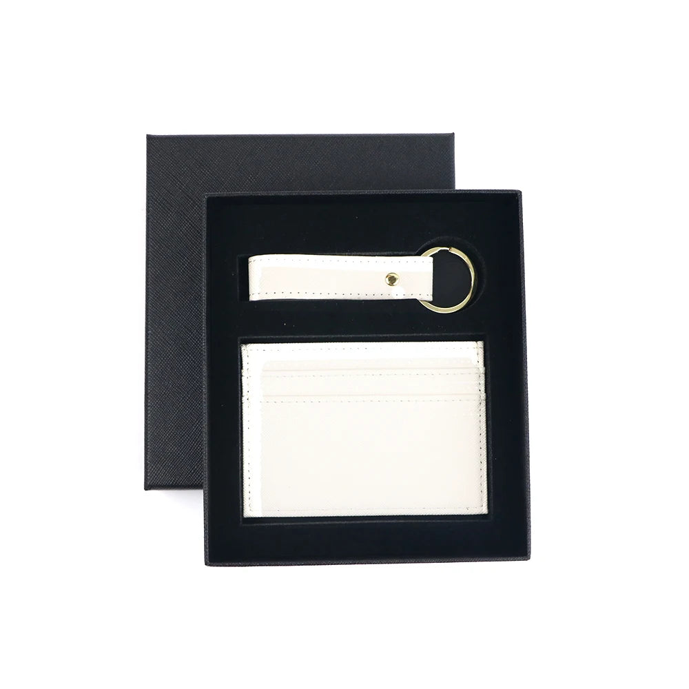 Personalised Leather Wallet & Keychain Gift Set