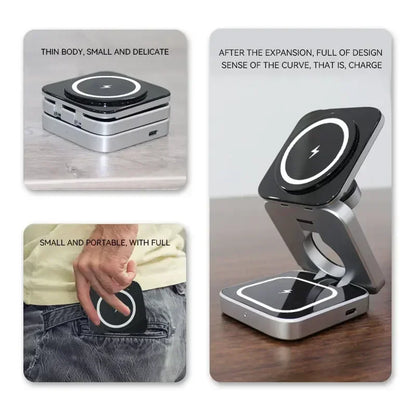 Foldable 3-in-1 Magnetic Wireless Charging Station - Vélanoworld