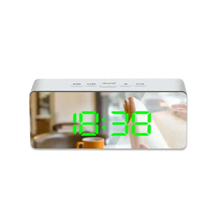 Digital LED Alarm Clock with Mirror Display, Temperature Sensor & Night Mode - Vélanoworld