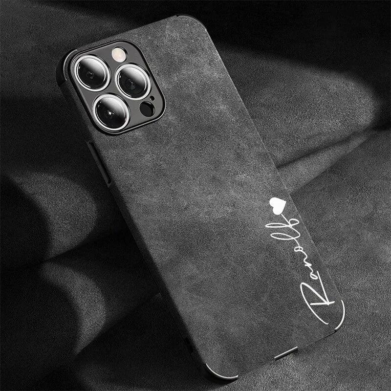 Luxury Lamskin Leather Name Case for iPhone - Vélanoworld