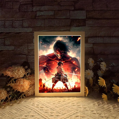 Attack on Titan Anime LED Light Painting Photo Frame – Illuminated Anime Display