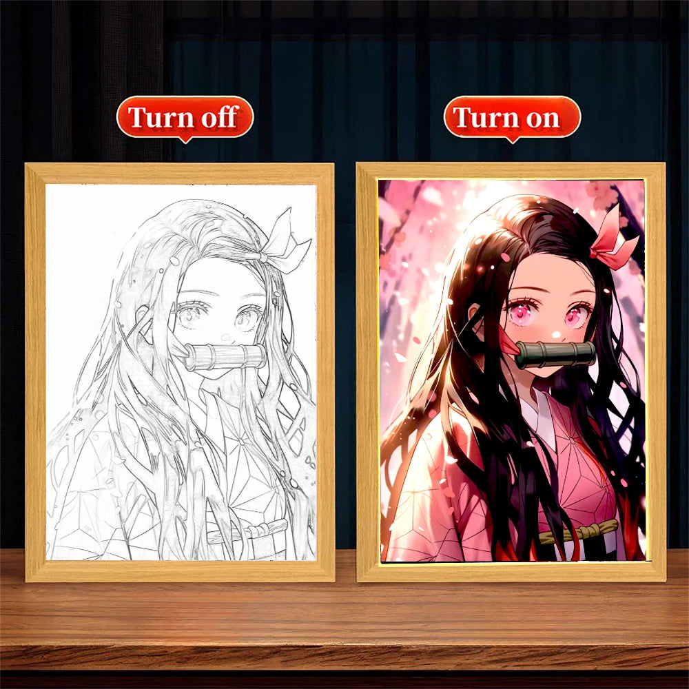 Demon Slayer Anime LED Light Painting Photo Frame