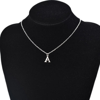 Silver Colour A-Z Alphabet Letter Pendants Necklace for Women