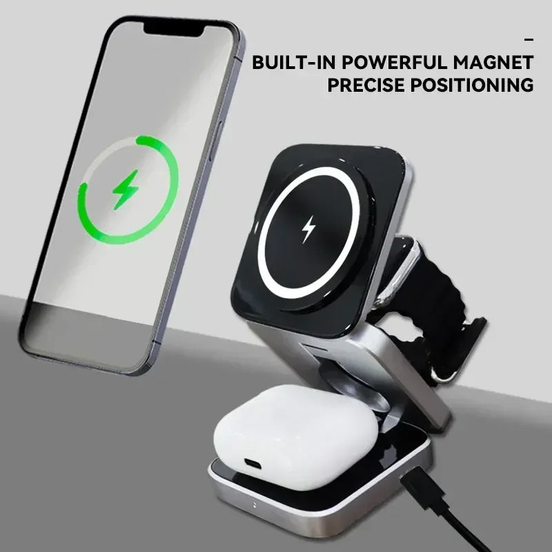 Foldable 3-in-1 Magnetic Wireless Charging Station - Vélanoworld