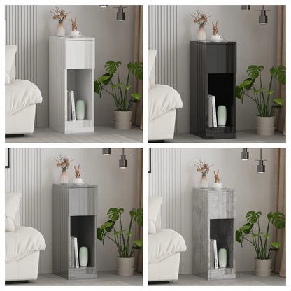 Slim Tall Bedside Table Cabinet with Drawer & Storage Shelf