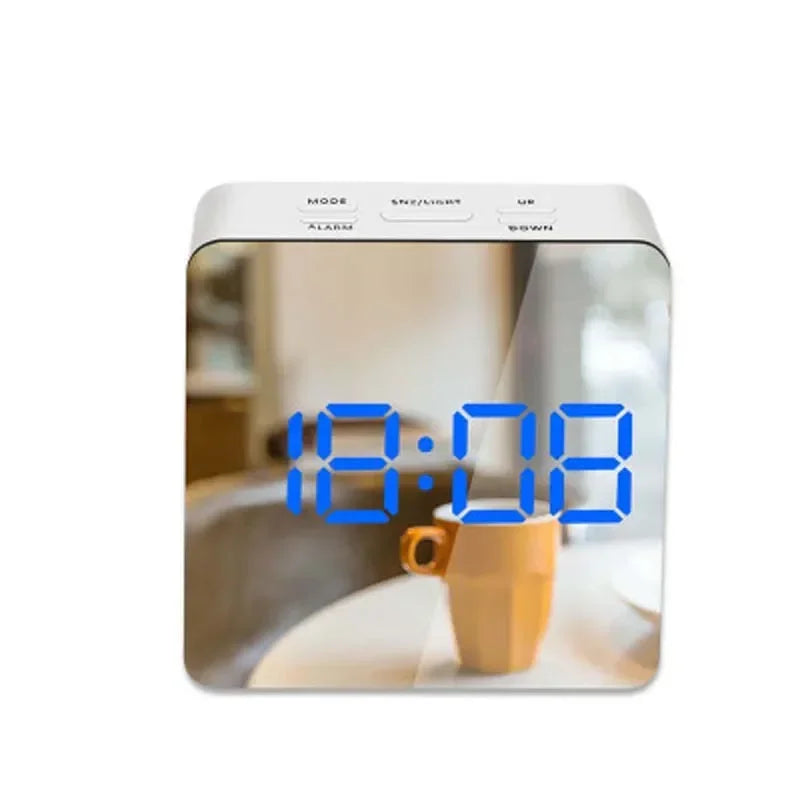 Digital LED Alarm Clock with Mirror Display, Temperature Sensor & Night Mode - Vélanoworld