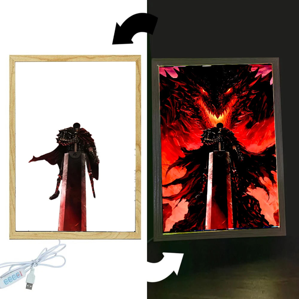 Berserk Anime Light Painting Photo Frame LED Night Light