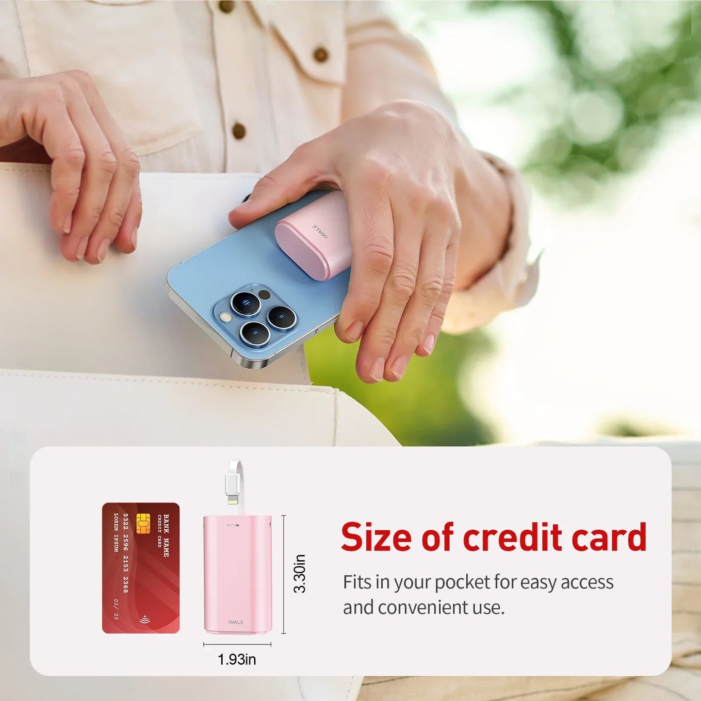 Mini Power Bank with Built-In Lightning Cable