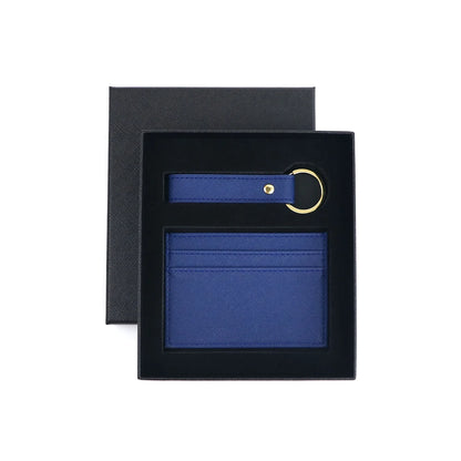Personalised Leather Wallet & Keychain Gift Set