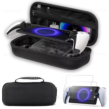 EVA Portable Carrying Case with Tempered Glass Screen Protector for PS5 Portal Console