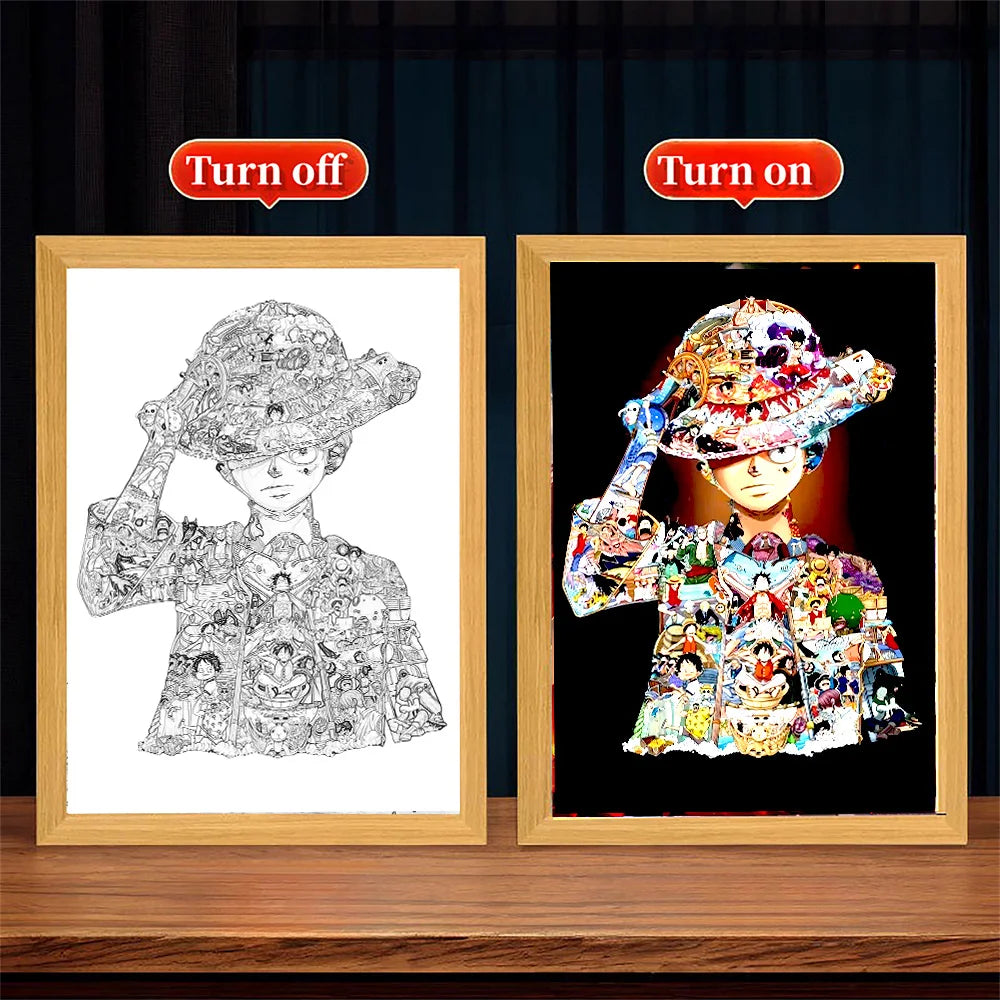 One Piece Anime Light Painting Photo Frame LED Night Light