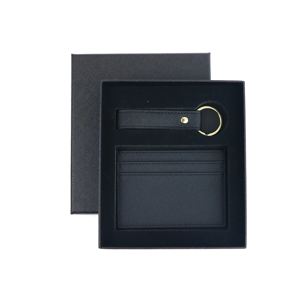 Personalised Leather Wallet & Keychain Gift Set