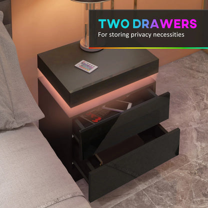 Modern LED Bedside Table with 2 Drawers