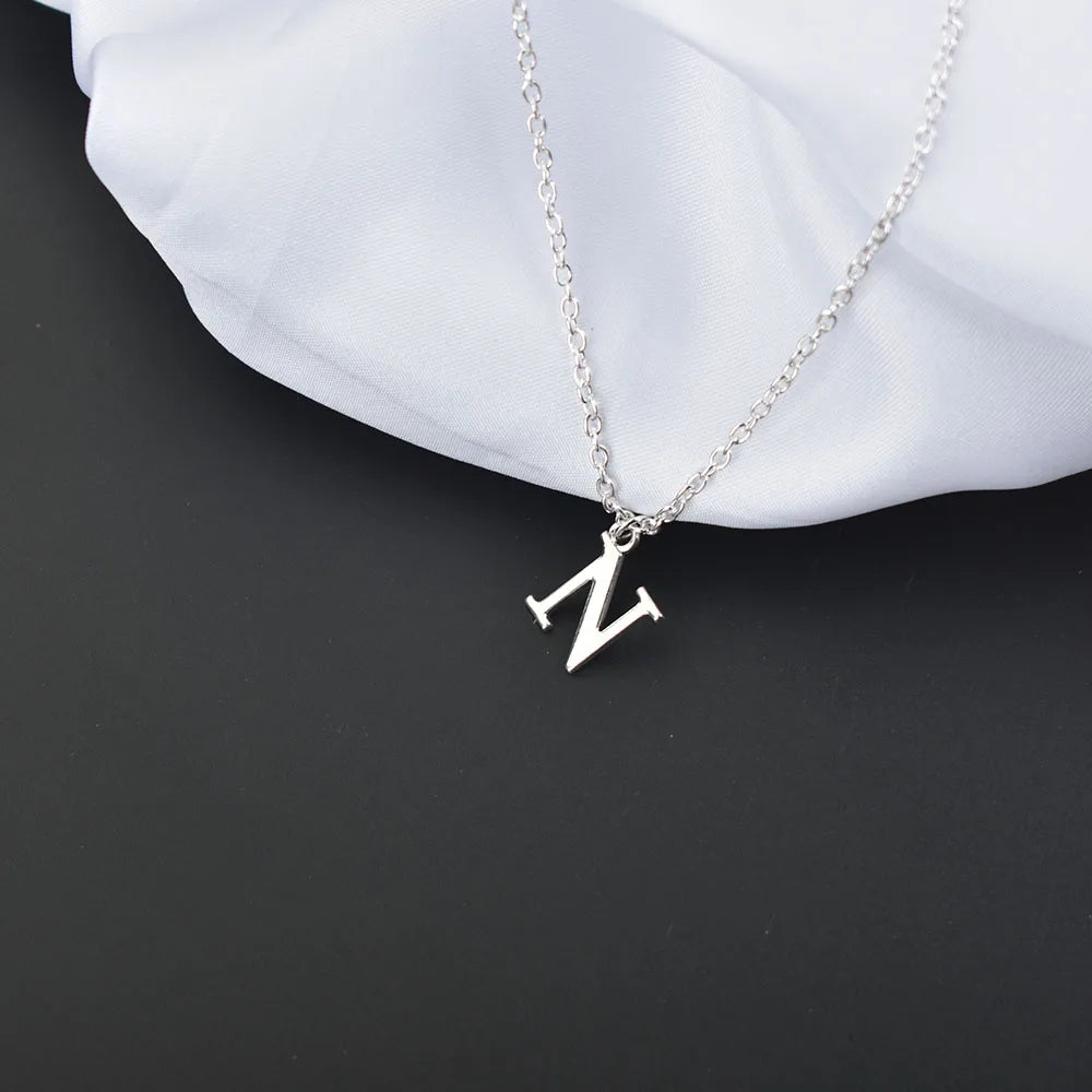 Silver Colour A-Z Alphabet Letter Pendants Necklace for Women