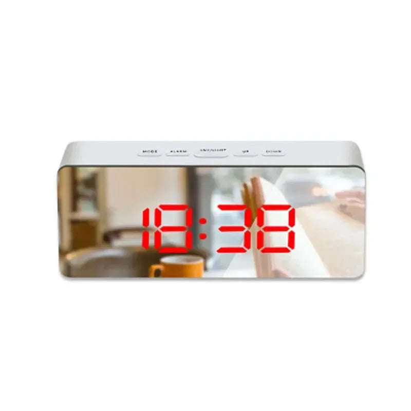 Digital LED Alarm Clock with Mirror Display, Temperature Sensor & Night Mode - Vélanoworld