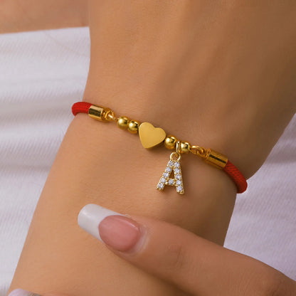 Heart Initial Letter Bracelet for Women