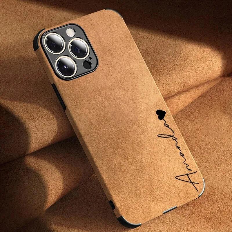 Luxury Lamskin Leather Name Case for iPhone - Vélanoworld