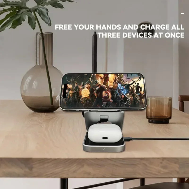 Foldable 3-in-1 Magnetic Wireless Charging Station - Vélanoworld
