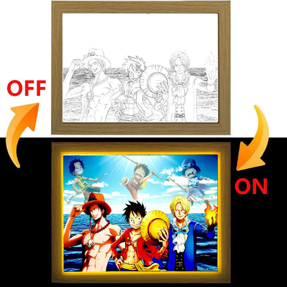 One Piece Anime Light Painting Photo Frame LED Night Light