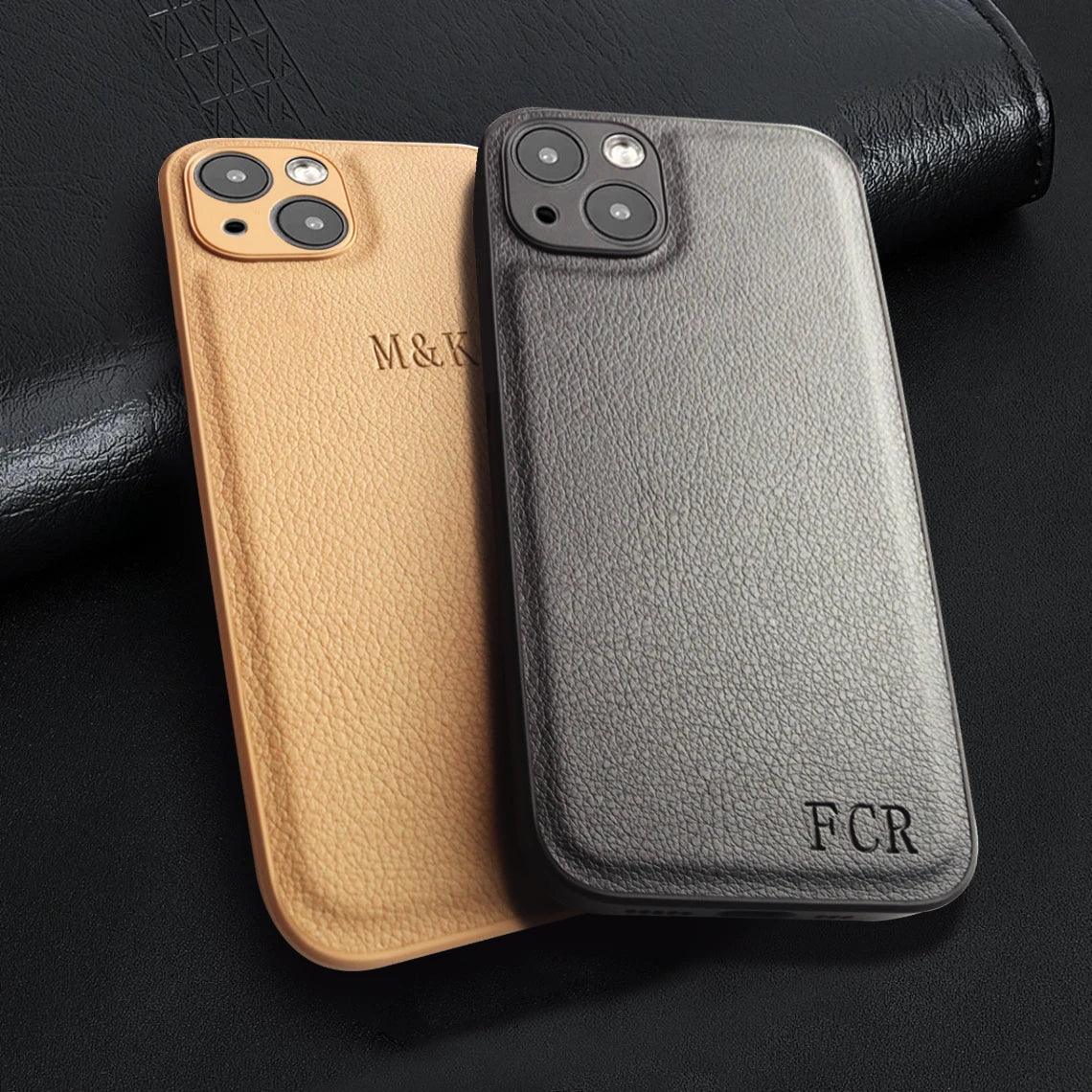 Personalised Initials Leather iPhone Case - Vélanoworld