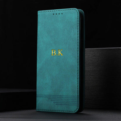 Personalised Leather Flip Wallet Case for iPhone - Vélanoworld