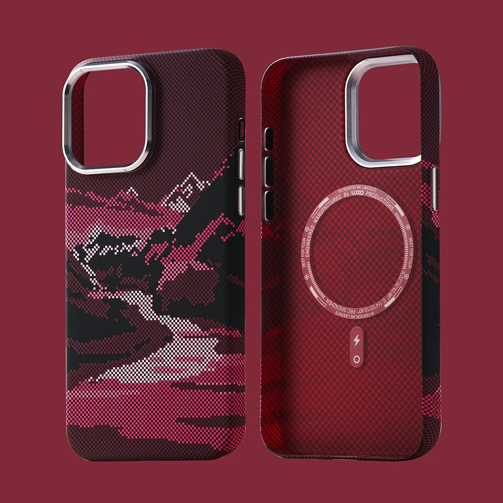 Premium Snow Mountain River Plaid Kevlar iPhone Case