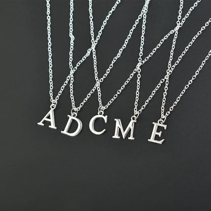 Silver Colour A-Z Alphabet Letter Pendants Necklace for Women