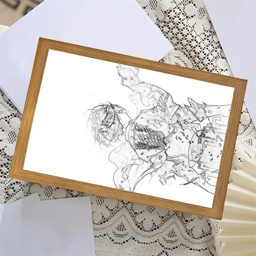 Attack on Titan Anime LED Light Painting Photo Frame – Illuminated Anime Display