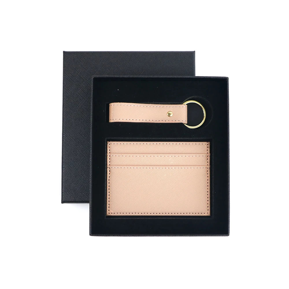 Personalised Leather Wallet & Keychain Gift Set