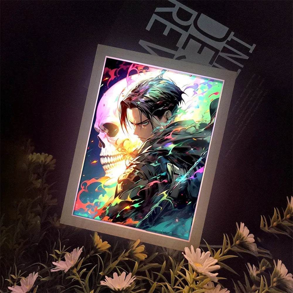 Attack on Titan Anime LED Light Painting Photo Frame – Illuminated Anime Display