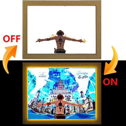 One Piece Anime Light Painting Photo Frame LED Night Light