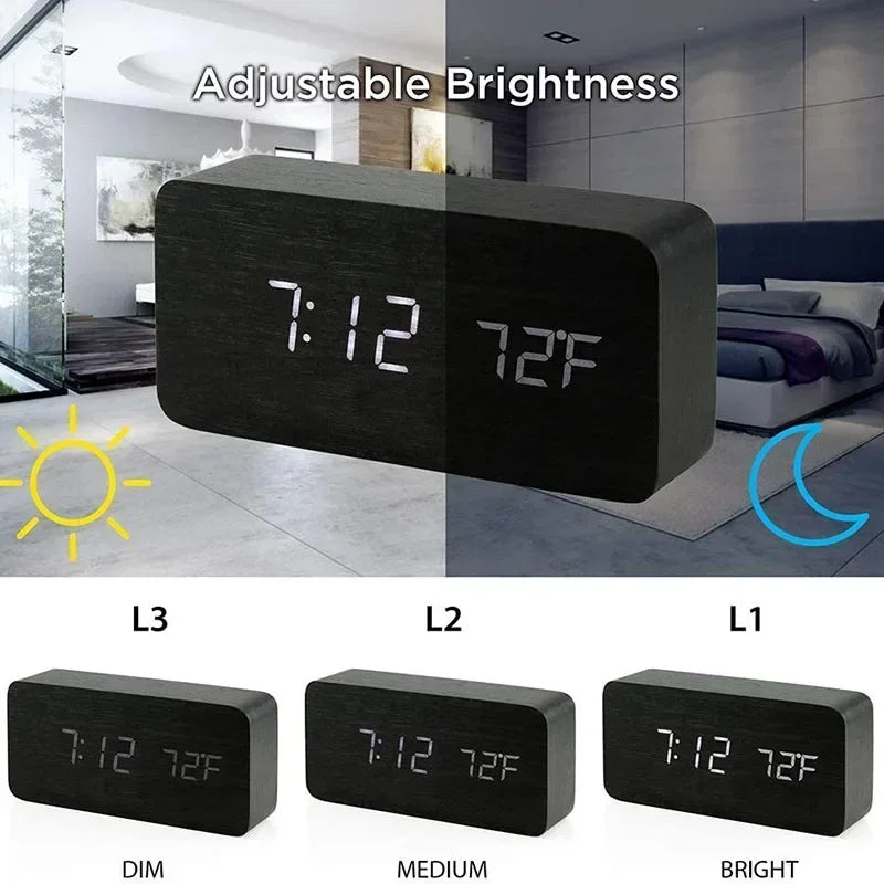 LED Digital Alarm Clock with Temperature Display
