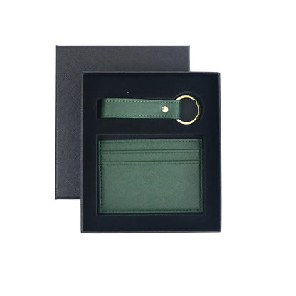 Personalised Leather Wallet & Keychain Gift Set