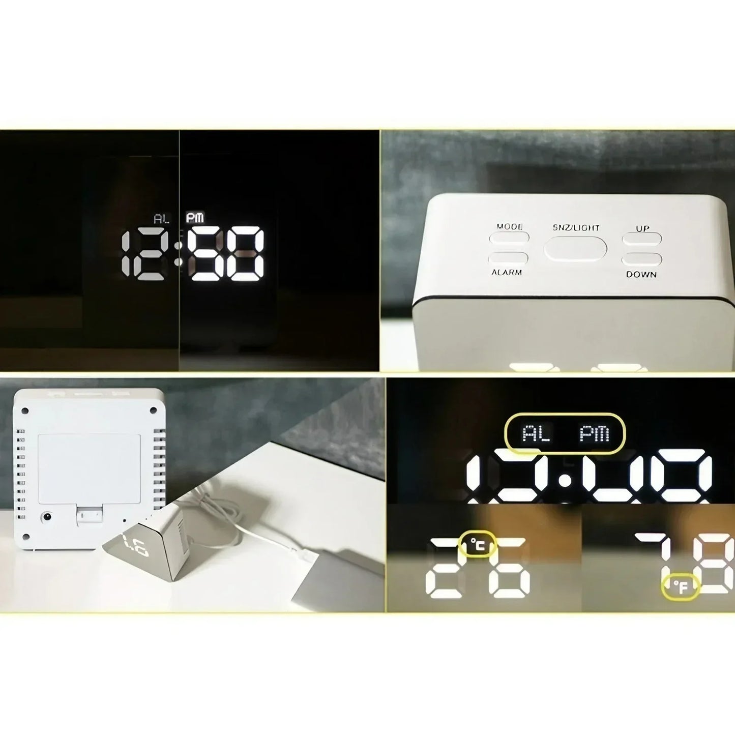 LED Digital Alarm Clock with Temperature Display