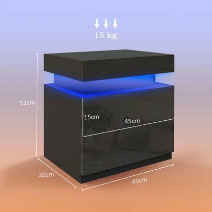 Modern LED Bedside Table with 2 Drawers