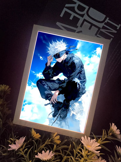 Jujutsu Kaisen Anime LED Light Painting Photo Frame – Gojo Moon Lamp Display