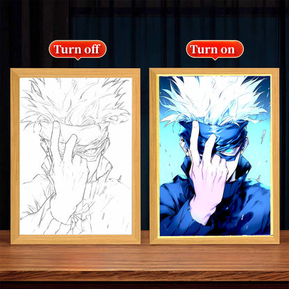 Jujutsu Kaisen Anime LED Light Painting Photo Frame – Gojo Moon Lamp Display