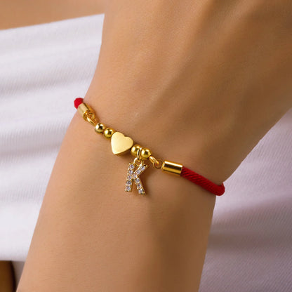 Heart Initial Letter Bracelet for Women