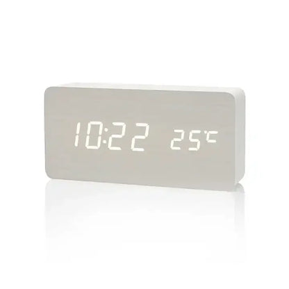 Wooden Digital LED Alarm Clock with Temperature Display & Sound Control - Vélanoworld