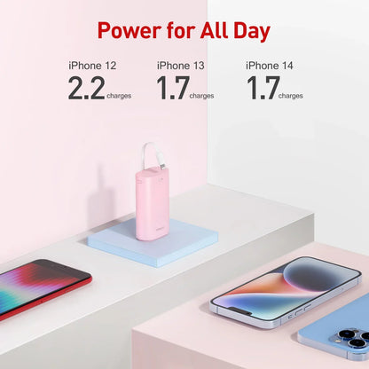 Mini Power Bank with Built-In Lightning Cable