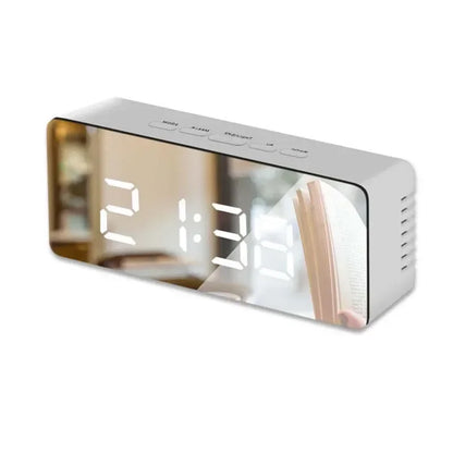 Digital LED Alarm Clock with Mirror Display, Temperature Sensor & Night Mode - Vélanoworld