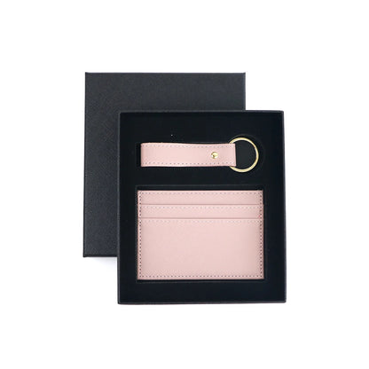 Personalised Leather Wallet & Keychain Gift Set