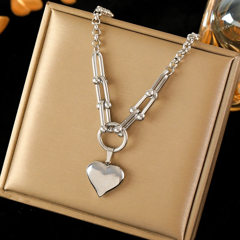 Stainless Steel Heart Pendant Necklace