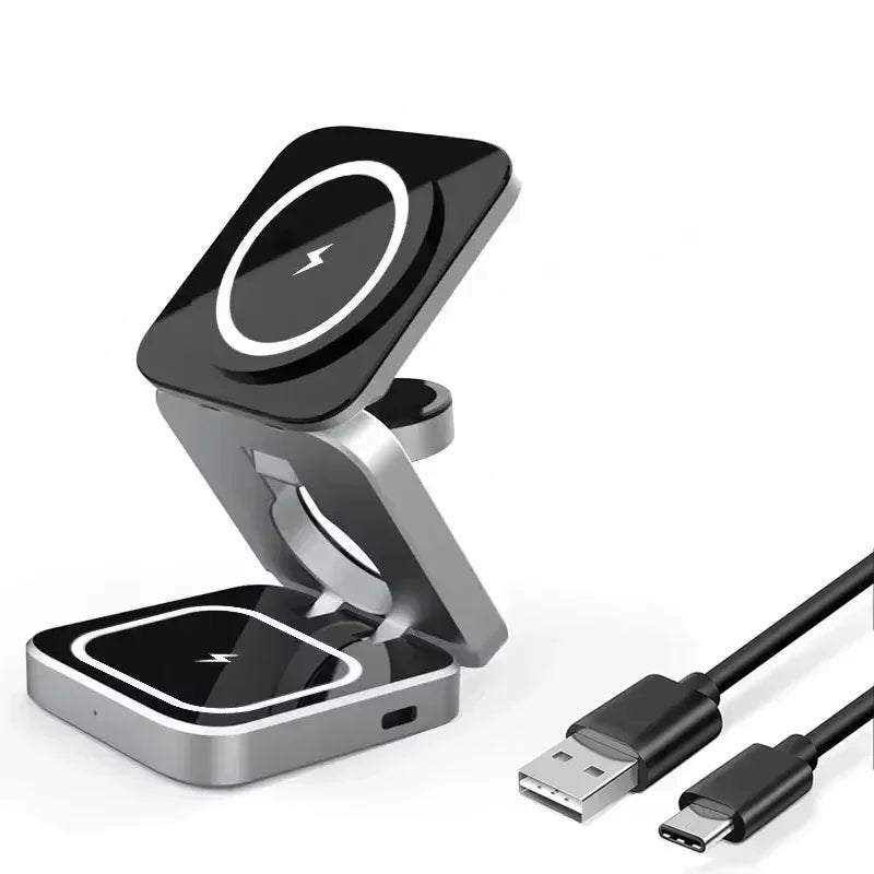 Foldable 3-in-1 Magnetic Wireless Charging Station - Vélanoworld